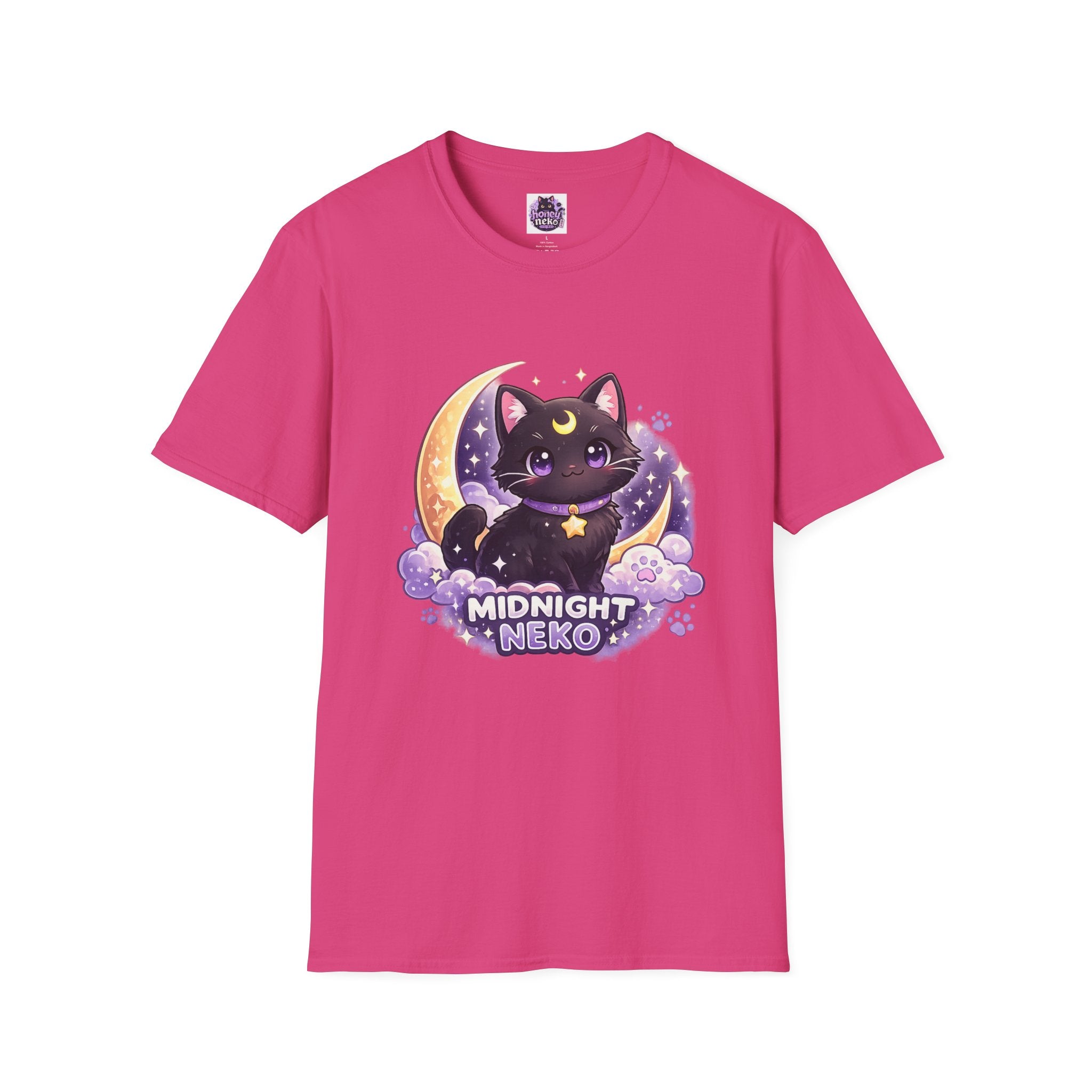 Midnight Neko T-Shirt — Cute Black Cat Moon Graphic Tee